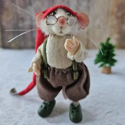 Pipsela | Handgefertigter Weihnachtsanhänger Filzmaus aus Wolle, 7,5 cm