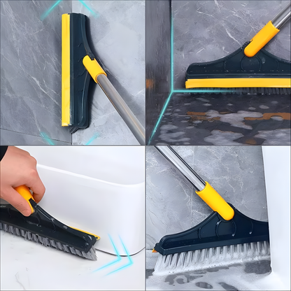 Wischano | Fregona de suelo 3 en 1 con cepillo y limpiacristales, giratoria 180°
