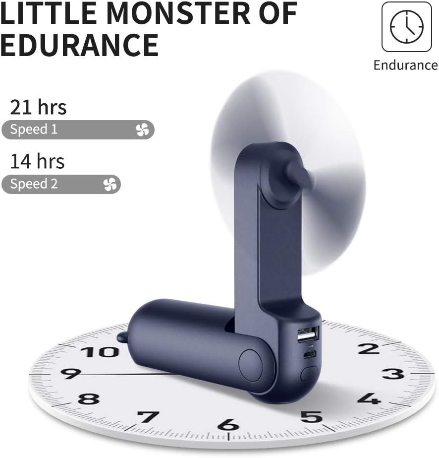 Hand fan with USB-C & power bank | Foldable mini fan with 4500 mAh battery for on the go | AirBuddy