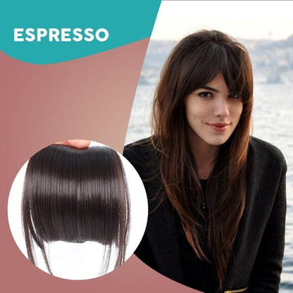 FringeLuxe | Frangia a clip in fibra sintetica resistente al calore con base in monofilamento