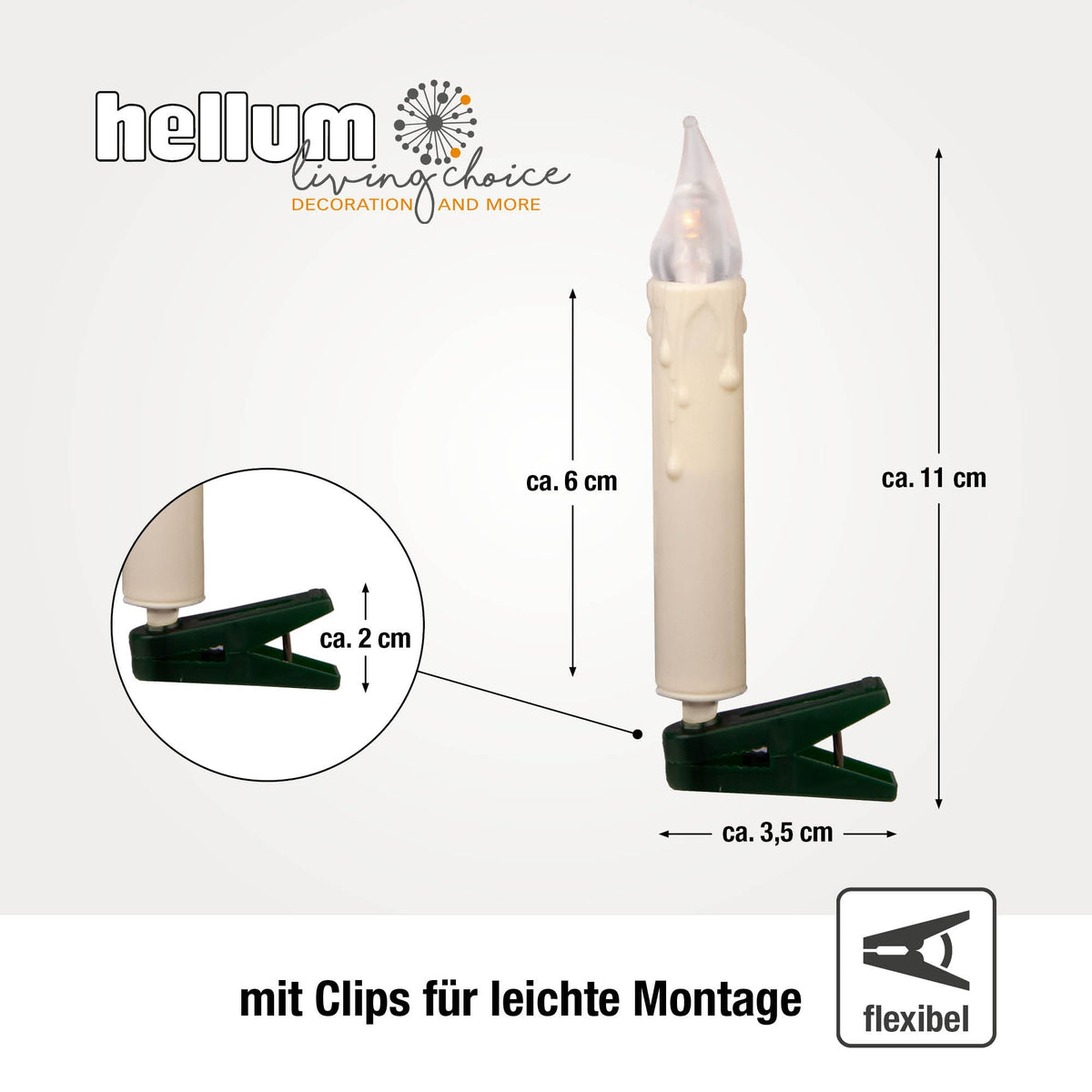 Kerzlia | LED Weihnachtsbaumkerzen als 20er Lichterkette, 11 m