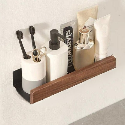 Tavoro | Estante de pared para baño sin taladrar, de madera maciza y autoadhesivo