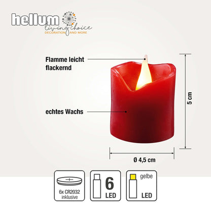 Ruvella | LED Kerzen aus Echtwachs im 6er Set mit Flackereffekt
