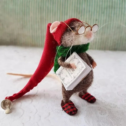 Pipsela | Handgefertigter Weihnachtsanhänger Filzmaus aus Wolle, 7,5 cm