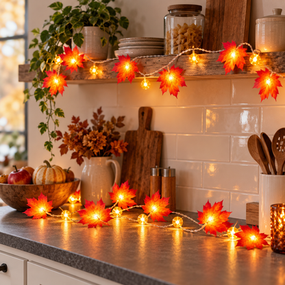 Laubira | Lichterkette mit Ahornblättern, LED, Batterie oder USB, 2 bis 6 m
