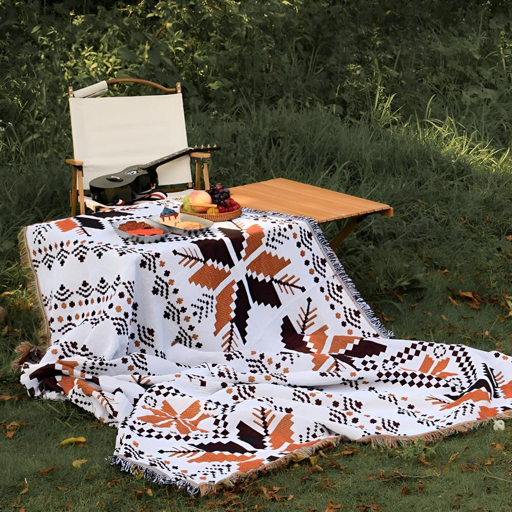 Coperta da picnic boho | Motivo marocchino | Idrorepellente | Misto microfibra-cotone
