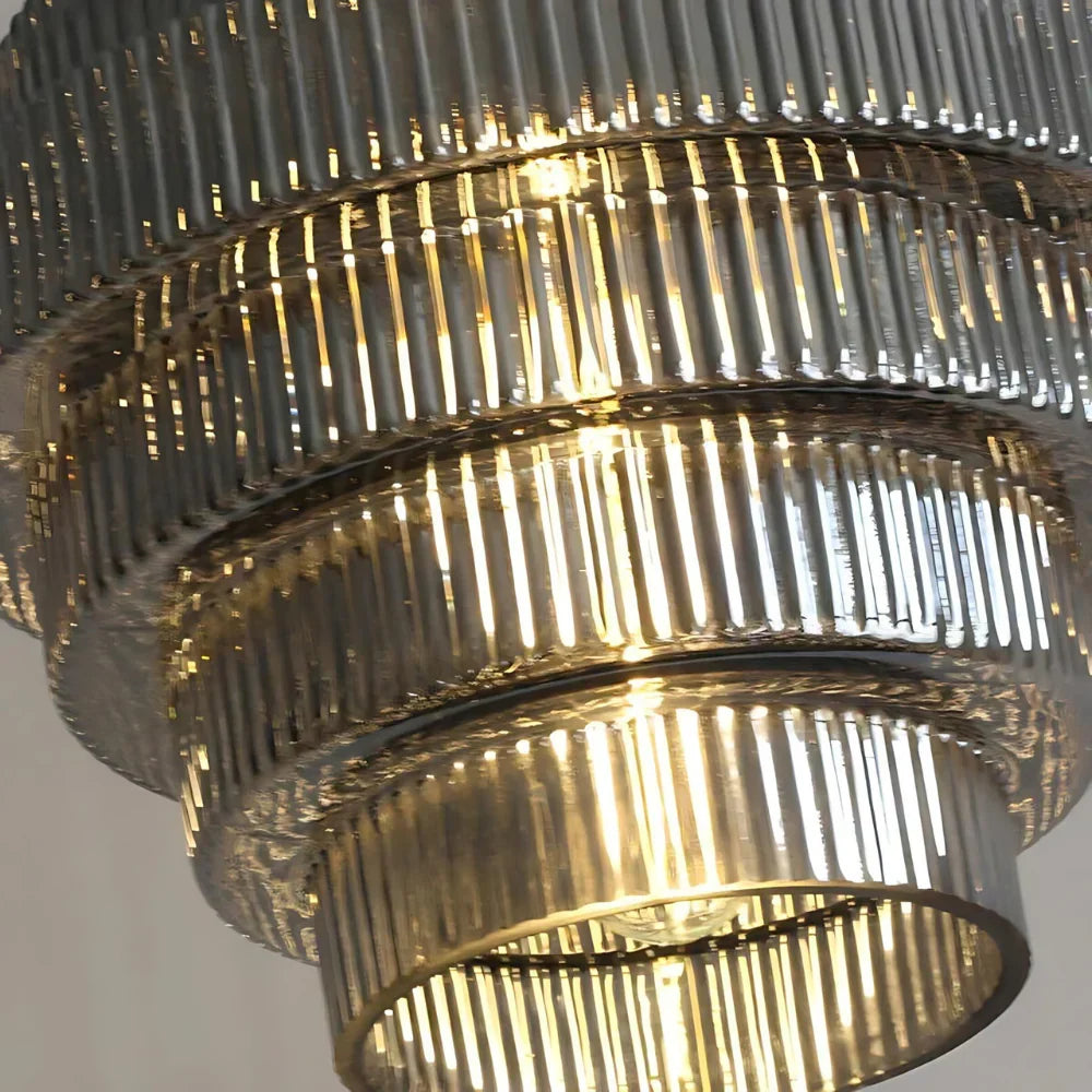 Ambrila | Pendelleuchte mit gestuftem Glasschirm, E27, Kabel bis 150 cm