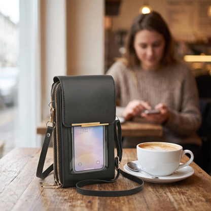 Carvessa | Borsa a tracolla per telefono con protezione RFID e finestra touch