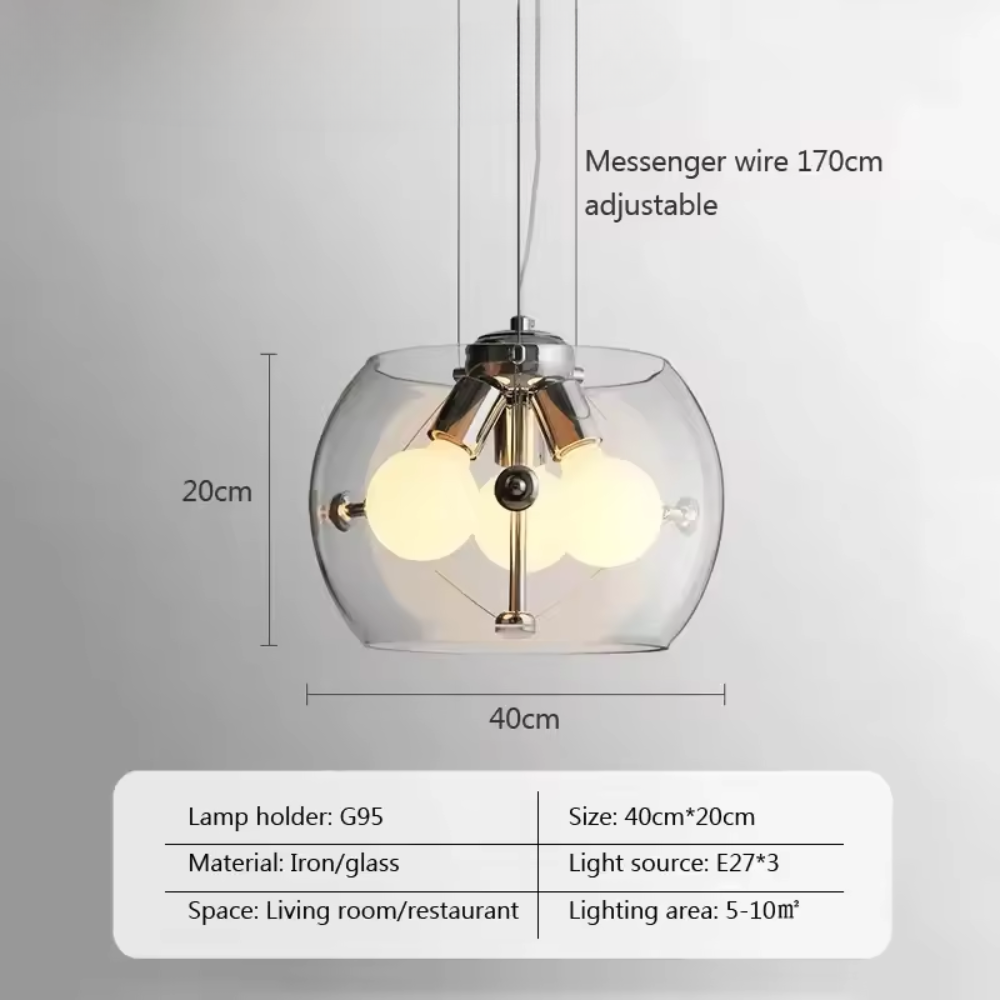 Aurion | Lampada a sospensione LED moderna in vetro per cucina, soggiorno e sala da pranzo
