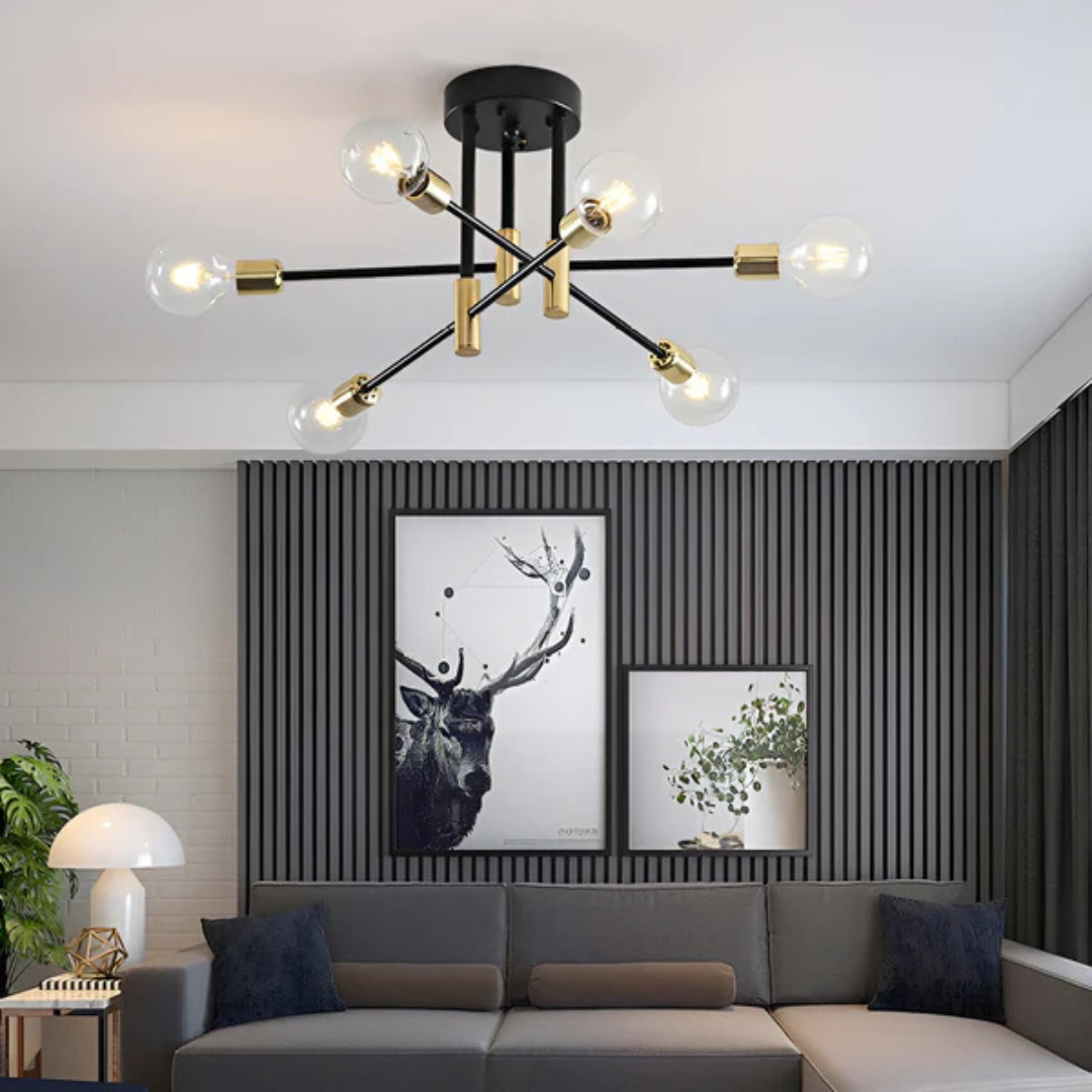 Lampada da soffitto LED retrò | Luce bianco caldo | A risparmio energetico | Ferro e vetro