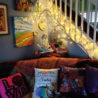 GlowLeaf | LED Lichterkette mit biegsamen Zweigen, Fernbedienung und Timer