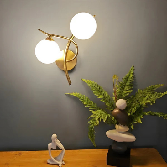 Lampada da parete scandinava | Illuminazione elegante per interni | Luce calda | Vetro e rame