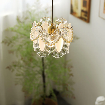 Aetha – Lampada a sospensione in vetro a forma di fiore per sala da pranzo & soggiorno
