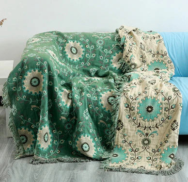 Scandinavian Reversible Blanket with Bird Motif – Stylish & Cozy