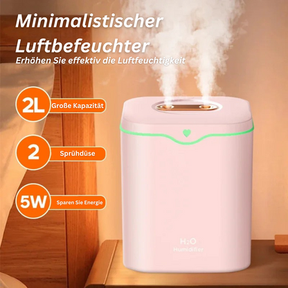 Umidificatore ad ultrasuoni 2L con doppio spray & luce notturna – Umidificatore d’aria 2000ml