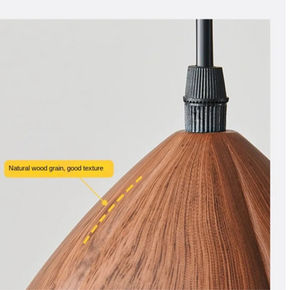 NordLume Lampada | Lampada a sospensione moderna in legno di noce marrone, stile scandinavo