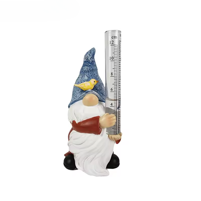 Nano da giardino con pluviometro | Figura decorativa da giardino | Resistente alle intemperie | Resina