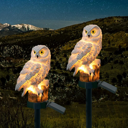 Lampada solare decorativa a forma di gufo per giardino e terrazza