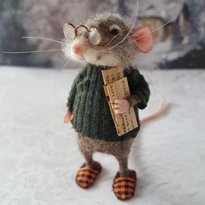 Pipsela | Handgefertigter Weihnachtsanhänger Filzmaus aus Wolle, 7,5 cm