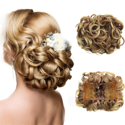 Duttina | Lockiger Messy-Bun-Haarteil mit Gummiband, 2er-Set