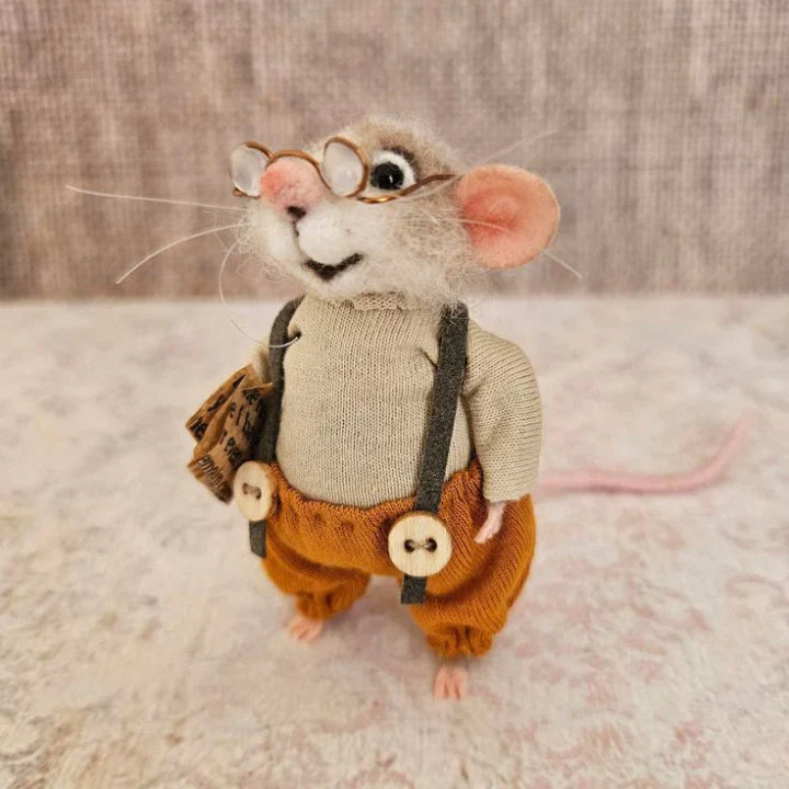 Pipsela | Handgefertigter Weihnachtsanhänger Filzmaus aus Wolle, 7,5 cm