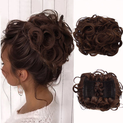 Duttina | Lockiger Messy-Bun-Haarteil mit Gummiband, 2er-Set