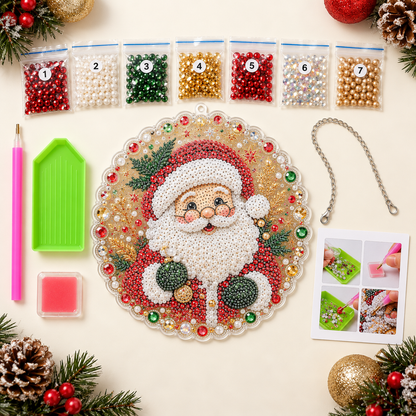 Glitzora | Kit de manualidades navideño de diamond painting, adorno de acrílico de 20 × 20 cm