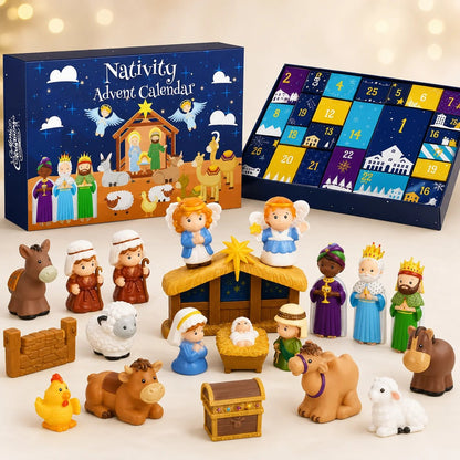Navielle | Adventskalender Kinder mit 25 Krippenfiguren zur Weihnachtsgeschichte