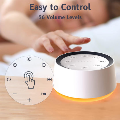 Somnelo | Macchina per rumore bianco con luce notturna, 30 suoni, 12 colori di luce e timer
