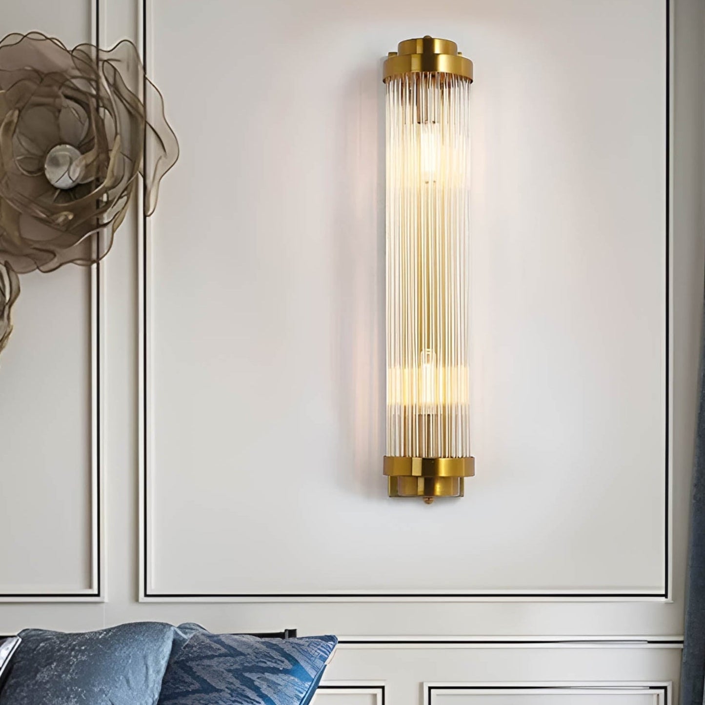 Lampada da parete in cristallo con finitura dorata – Lampada da parete di lusso con cristalli e finitura oro