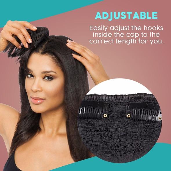 FringeLuxe | Frangia a clip in fibra sintetica resistente al calore con base in monofilamento