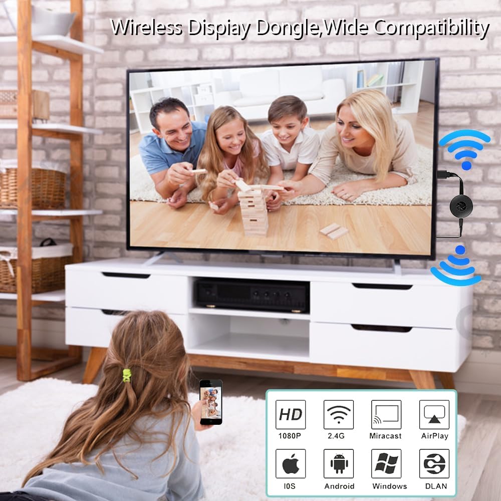 Castiro | Receptor HDMI inalámbrico para duplicar la pantalla del móvil, Full HD 1080p