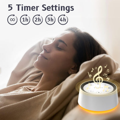 Somnelo | Macchina per rumore bianco con luce notturna, 30 suoni, 12 colori di luce e timer