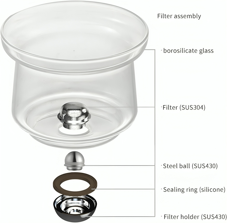 Brevina | Tetera de vidrio de borosilicato con mecanismo de prensado, 600 o 800 ml