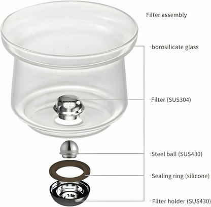 Brevina | Tetera de vidrio de borosilicato con mecanismo de prensado, 600 o 800 ml