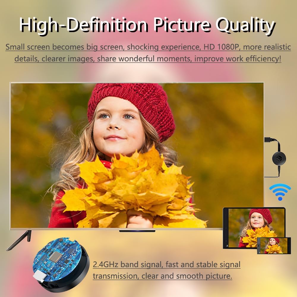 Castiro | Receptor HDMI inalámbrico para duplicar la pantalla del móvil, Full HD 1080p