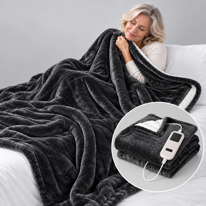 Flanora | Heizdecke aus Flanell und Sherpa mit Fernbedienung und Timer