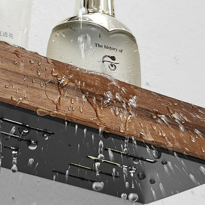 Tavoro | Estante de pared para baño sin taladrar, de madera maciza y autoadhesivo
