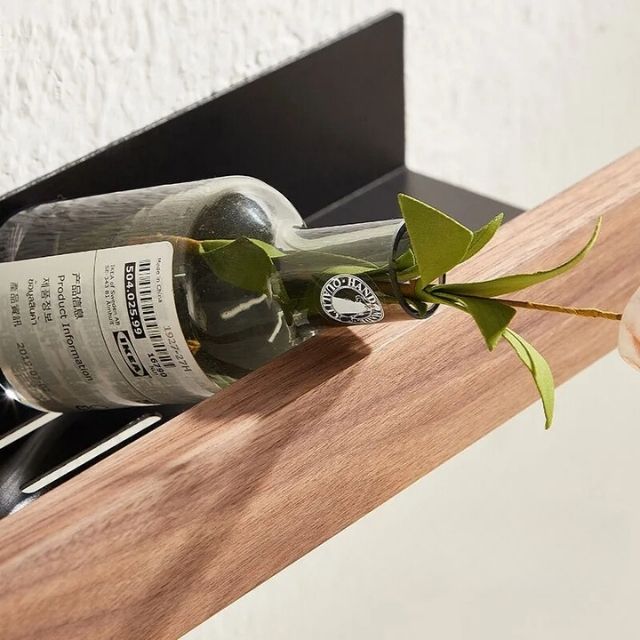 Tavoro | Estante de pared para baño sin taladrar, de madera maciza y autoadhesivo