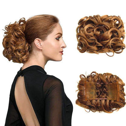 Duttina | Lockiger Messy-Bun-Haarteil mit Gummiband, 2er-Set
