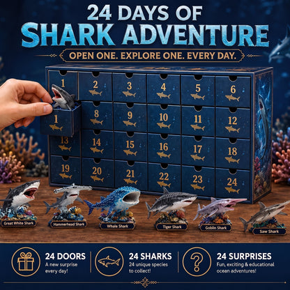 Haifina | 2026 Advent Calendar with 24 Collectible and Playable Shark Figures