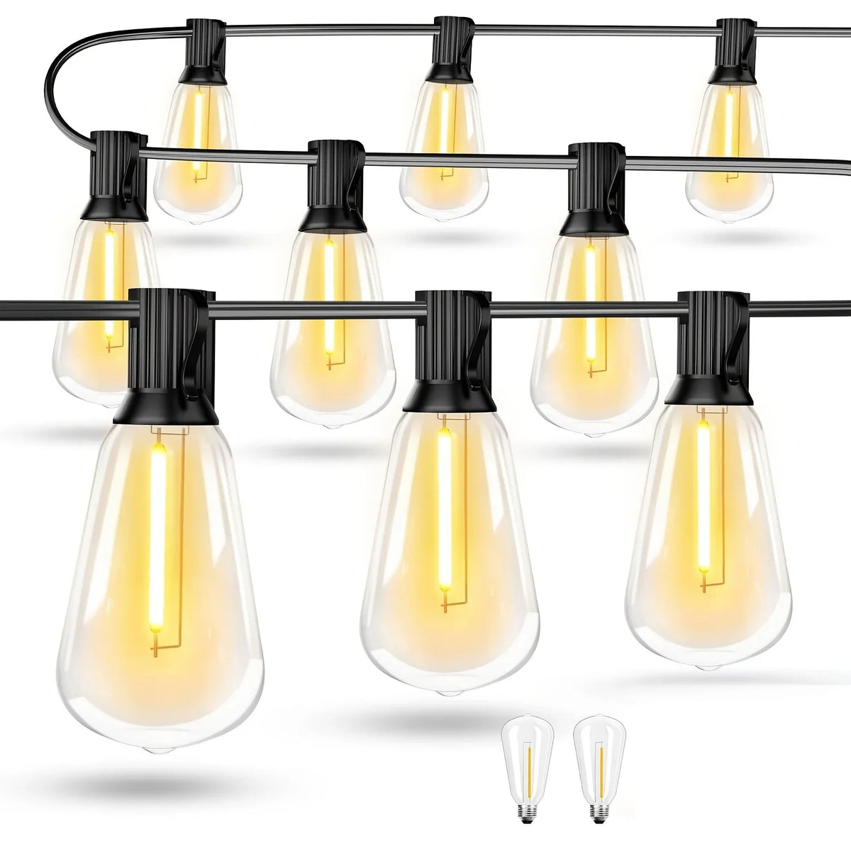 Terrava | LED Außen-Lichterkette mit Glühbirnen, wasserdicht, bis 45 m