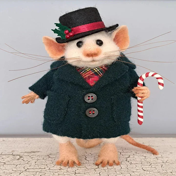 Pipsela | Handgefertigter Weihnachtsanhänger Filzmaus aus Wolle, 7,5 cm