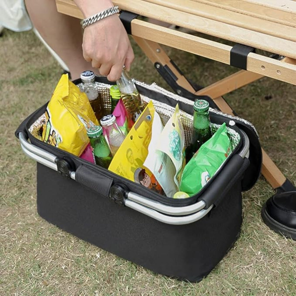 Cesto da picnic pieghevole 18L | A prova di perdite e isolato | Telaio in alluminio