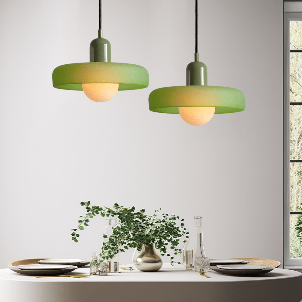 Lunari Halo | Lampada a sospensione in vetro colorato in stile Bauhaus