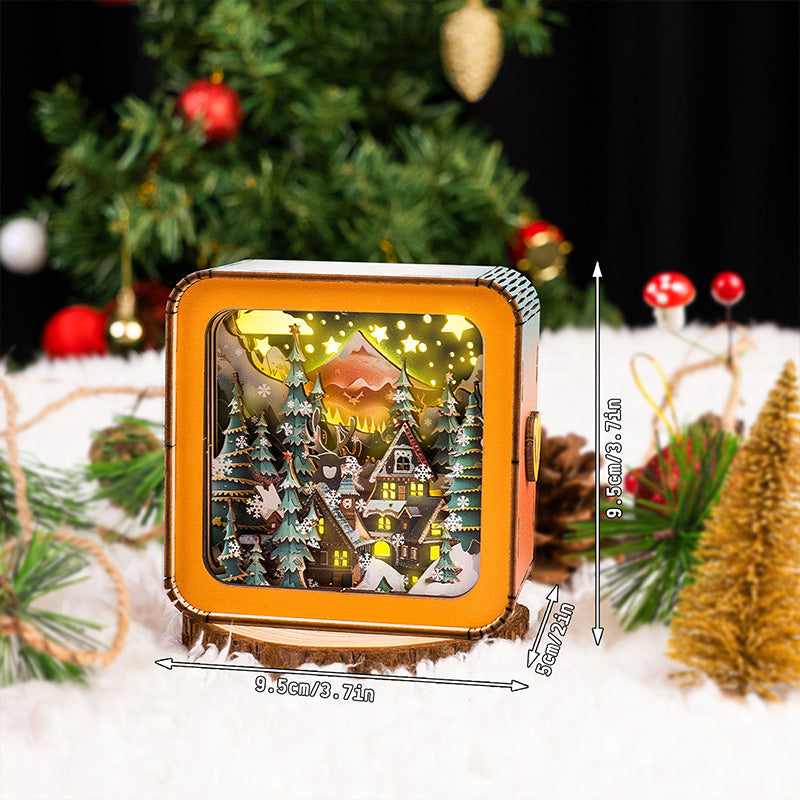 Hyggelo | 3D wooden house Christmas decoration, dimmable and rechargeable via USB-C
