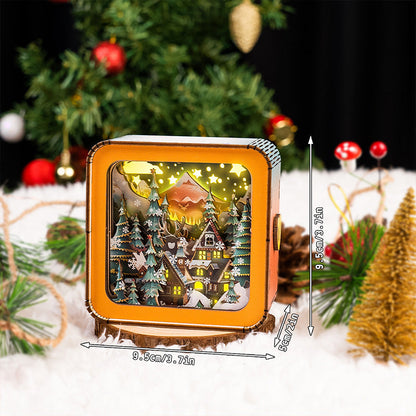 Hyggelo | 3D wooden house Christmas decoration, dimmable and rechargeable via USB-C
