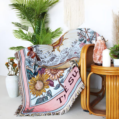 Arazzo da parete Boho Sole | Design Tarocchi | 130x160 cm | Mix di microfibra