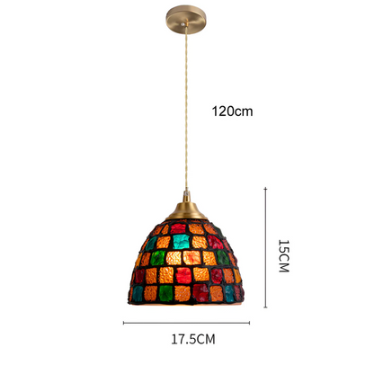 Retro Dining Table Pendant Lamp | Colored Glass Look | Eye-Catcher Above the Table | Copper
