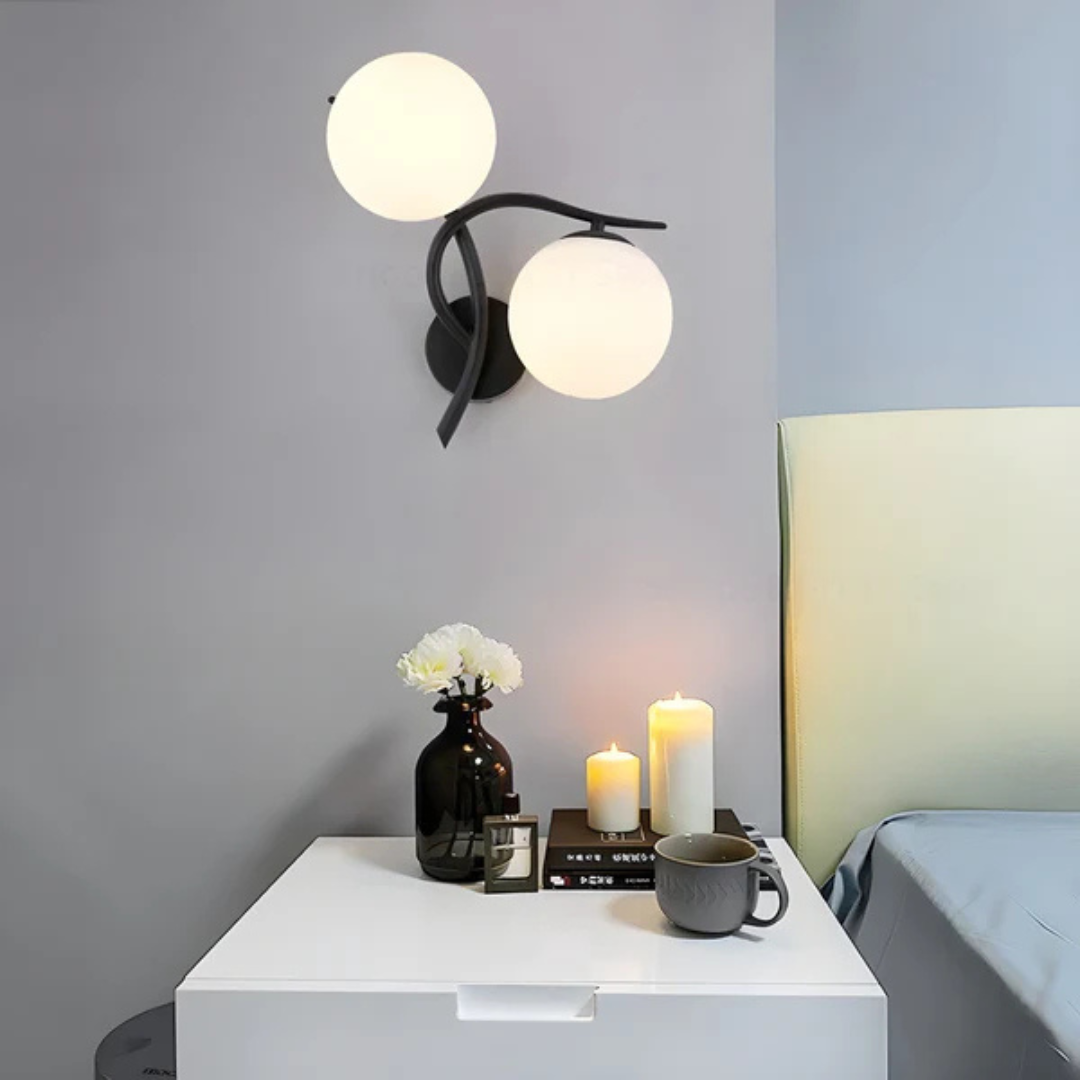 Lampada da parete scandinava | Illuminazione elegante per interni | Luce calda | Vetro e rame